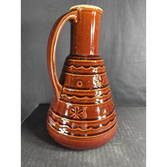 Vtg Marcrest Daisy & Dot Brown Stoneware Carafe Pitcher Jug 10" Oven Proof USA - Picture 3 of 8